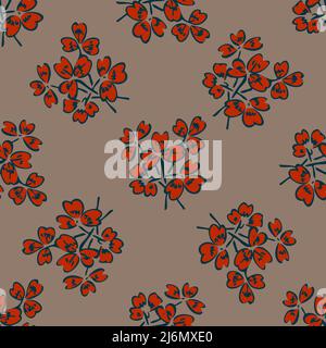 Hand draw branches with leaves. Cute floral abstract background seamless pattern. Botanical wallpaper. Vector illustration graphic design fashion,text Stock Vector