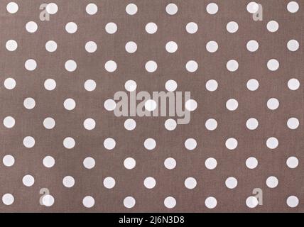 Gray brown polka white dot fabric, textile background, texture Stock Photo