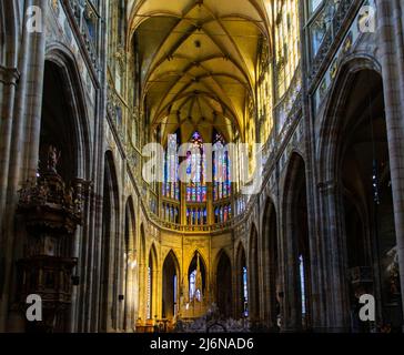 Interiors of the St Vitus Cathedral, Prague Stock Photo