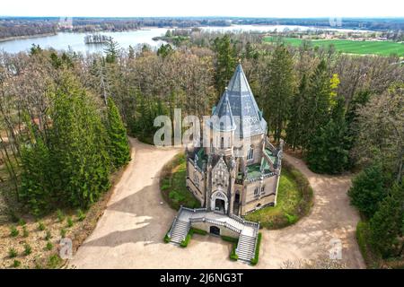 Aerial view Schwarzenberg tomb in “Trebon” in Czech Republic in Europe in HDR Stock Photo