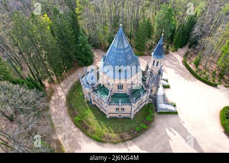 Aerial view Schwarzenberg tomb in “Trebon” in Czech Republic in Europe in HDR Stock Photo