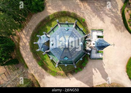 Aerial birds view Schwarzenberg tomb in “Trebon” in Czech Republic in Europe in HDR Stock Photo