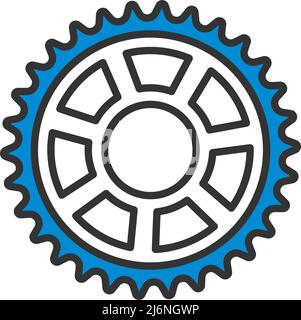 Bike Gear Star Icon. Editable Bold Outline With Color Fill Design. Vector Illustration. Stock Vector