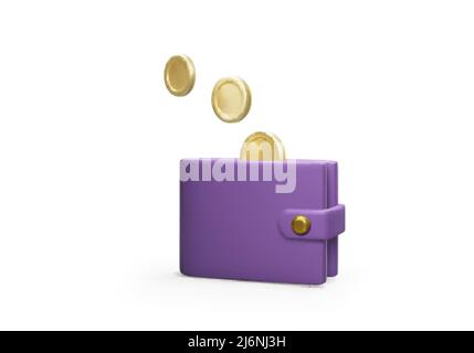 Money wallet with gold coins. Business financial investment concept. Trade cash back. Saving money or cashback design element. Vector illustration Stock Vector