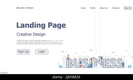 Website landing page business concept design concept - Vector illustration Stock Vector