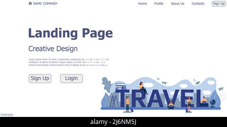 Concept design concept online travel landing page website - Vector illustration Stock Vector