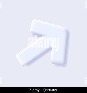 Arrow sign, volume 3d icon of white pointing arrow. Vector illustration Stock Vector