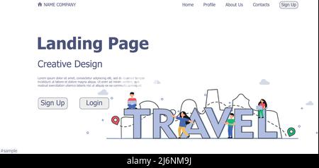 Concept design concept online travel landing page website - Vector illustration Stock Vector