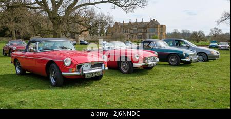 Classic MGB Sports Cars Stock Photo