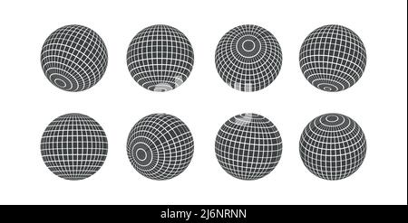 Globe. Grid Spheres. Disco ball Vector icon. Vector Template Design. Earth Latitude Longitude Line Grid. Spherical Grid Globe Shapes. Stock Vector