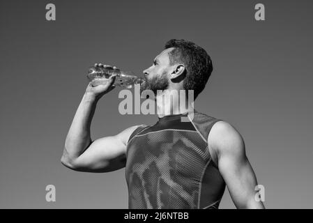 man need hydration. sports and healthy lifestyle routine. water balance in body. Stock Photo