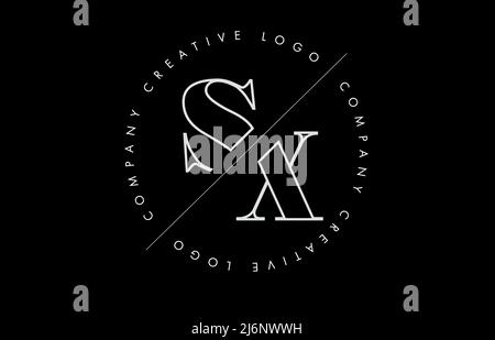 Outline SX s x letter logo with cut and intersected design and round frame. Vector illustration with monogram design and written circle. Stock Vector