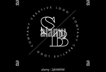 Outline SB s b letter logo with cut and intersected design and round frame. Vector illustration with monogram design and written circle. Stock Vector
