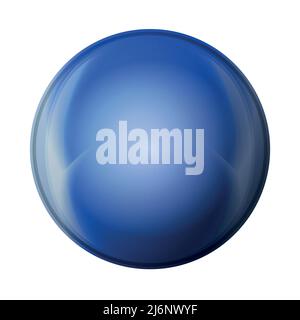 Glass blue ball or precious pearl. Glossy realistic ball, 3D abstract vector illustration highlighted on a white background. Big metal bubble with Stock Vector