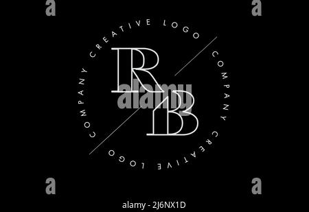 Outline RB r b letter logo with cut and intersected design and round frame. Vector illustration with monogram design and written circle. Stock Vector