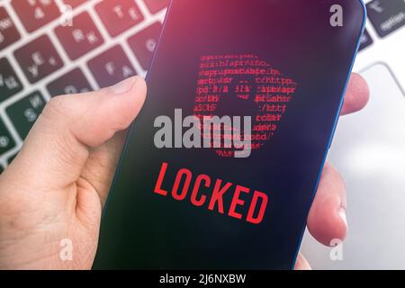 Cybersecurity, mobile data protection, privacy and security concept background. Modern technology Stock Photo