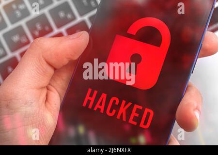 Hacking and cybersecurity, mobile data protection, privacy and security concept background. Modern technology Stock Photo