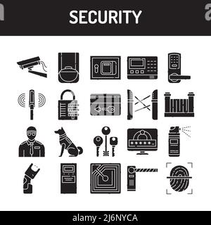 Security line icons set. Isolated vector element. Outline pictograms for web page, mobile app, promo. Editable stroke. Stock Vector
