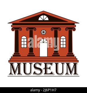 Icon or logo of a Museum, Bank, or theater. A building with columns in a linear style. Color vector illustration. Isolated on a white background Stock Vector