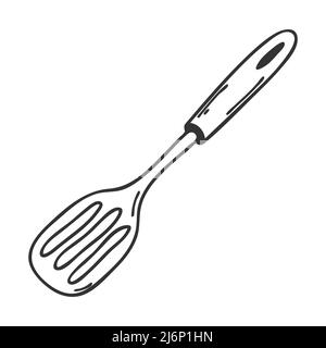 Culinary scoop. Tableware. Kitchen accessories, cooking utensils. Design element for menu design, recipes, and food packaging. Hand drawn and isolated Stock Vector