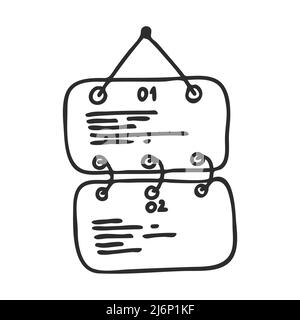A to-do list in a Doodle-style calendar. A checklist for marking completed tasks, a list of tasks. Planning. The icon is hand-drawn and isolated on a Stock Vector