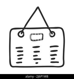 A Doodle-style to-do list. A check-list to mark a task as completed. Schedule. The icon is hand-drawn and isolated on a white background. Black and wh Stock Vector