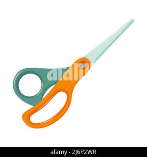 Closed scissors realistic shape sewing or school. Stationery for creativity, cutting, tailoring. scissors with plastic handles, closed. Color vector i Stock Vector