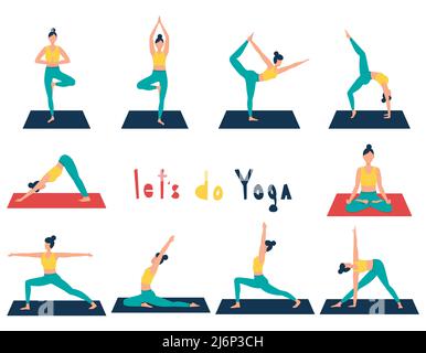 Contours Of Women In Yoga Poses On A Light Background Stock Illustration -  Download Image Now - iStock