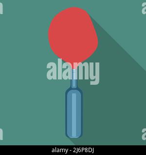Bottle with spilled wine icon. Vector illustration with long shadow Stock Vector