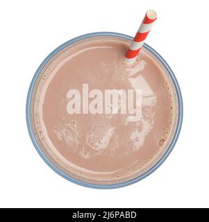 Glass of Chocolate Milk with Straw Cut Out. Stock Photo