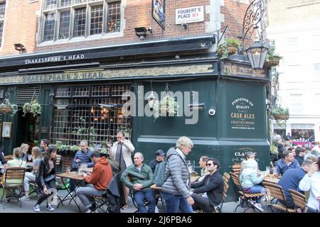 Shakespeare's Head public house 'pub' on corner of Carnaby Street and Foubert's Place, London W1, England, UK, 2022 daytime Stock Photo