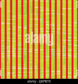 Striped scrim linen weave vector pattern. Seamless backdrop with blended horizontal stripes and random glitch texture. Plaid paint effect in tropical Stock Vector