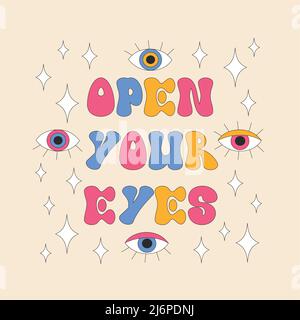 Retro eyes with eyelashes on light background. Stock Vector