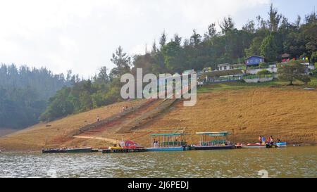 Ooty,Tamilnadu,India-April 30 2022: Boating in beautiful Pykara Lake, Ooty, Tamilnadu. Awesome experience for tourists. Stock Photo