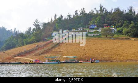 Ooty,Tamilnadu,India-April 30 2022: Boating in beautiful Pykara Lake, Ooty, Tamilnadu. Awesome experience for tourists. Stock Photo