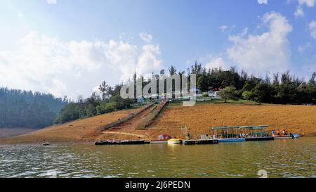 Ooty,Tamilnadu,India-April 30 2022: Boating in beautiful Pykara Lake, Ooty, Tamilnadu. Awesome experience for tourists. Stock Photo