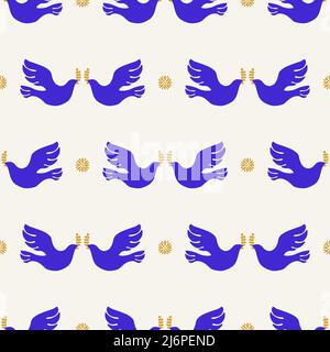 Bird of Peace Ethnic Textile Seamless Pattern. No war seamless background. Stock Vector