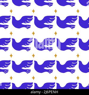 Bird of Peace Ethnic Textile Seamless Pattern. No war seamless background. Stock Vector