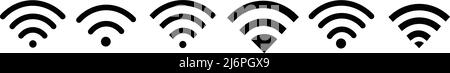 set of wifi symbols advanced wireless communication method user interface design Stock Vector