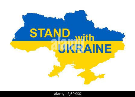 Ukraine national flag in map Ukrainian map form - Stand with Ukraine concept, for banner and web design, vector illustration close-up Stock Vector