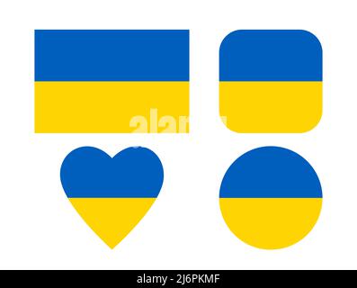 Ukraine national flag in different forms, for banner and web design, vector illustration close-up Stock Vector