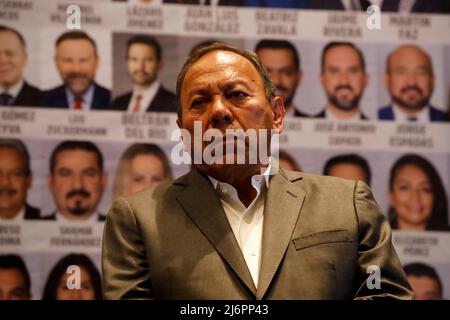 May 2, 2022, Mexico City, Mexico City, Mexico: Lead of the  Democratic Revolution Party JesÃºs Zambrano during a press conference denounce political persecution against legislators, journalists and dissidents to the regime of Mexico's President AndrÃ©s Manuel LÃ³pez Obrador. On May 2, 2022 In Mexico City, Mexico. (Credit Image: © Luis Barron/eyepix via ZUMA Press Wire) Stock Photo