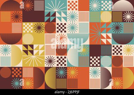 Abstract pattern graphics design inspired by modernism aesthetics arts made with bold geometric shapes and abstract figures for poster, cover, art, pr Stock Vector