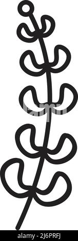 Hand drawn flower, floral plant, botanical leaves art  element in a glyph illustration design set for invitation, greeting card, poster, web, print an Stock Vector