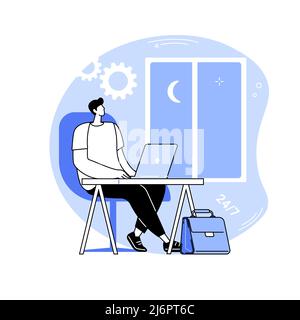 24 hour office access isolated cartoon vector illustrations. Stock Vector