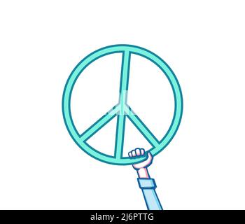 A hand holding a symbol of peace. Peace Sign. Vector illustration. Isolated on a white Stock Vector