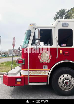 Savannah, Georgia, USA - March 19, 2022: Savannah Fire Rescue vehicle number 2. Stock Photo