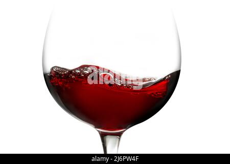 red wine in a glass isolated on white background Stock Photo