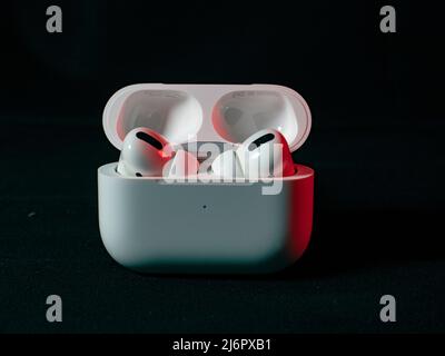 Apple AirPods Wallpaper, Product Photography Stock Photo