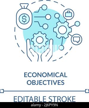 Economic objectives turquoise concept icon Stock Vector